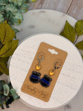 Blue Line Shield Heart Dangles