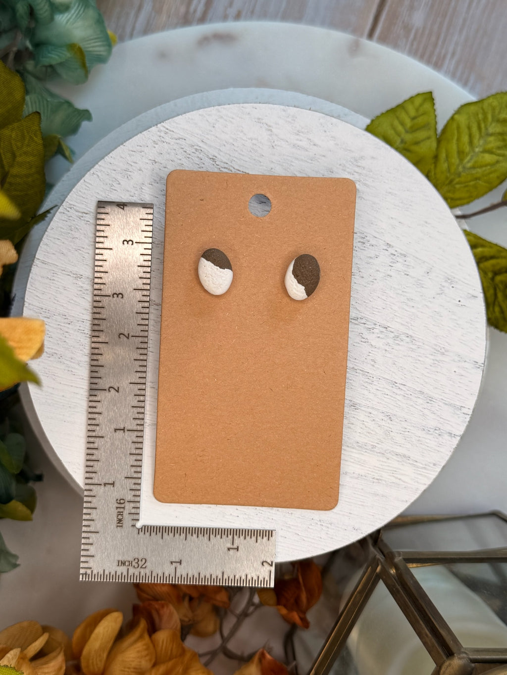 Cowhide Crescent Studs