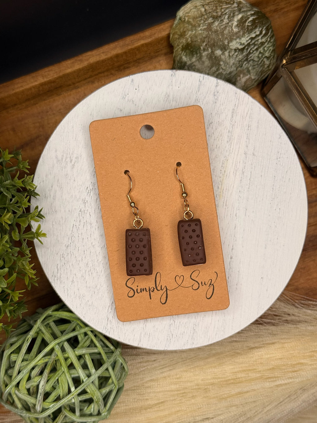 Ice Cream Sandwich Dangles — Gold