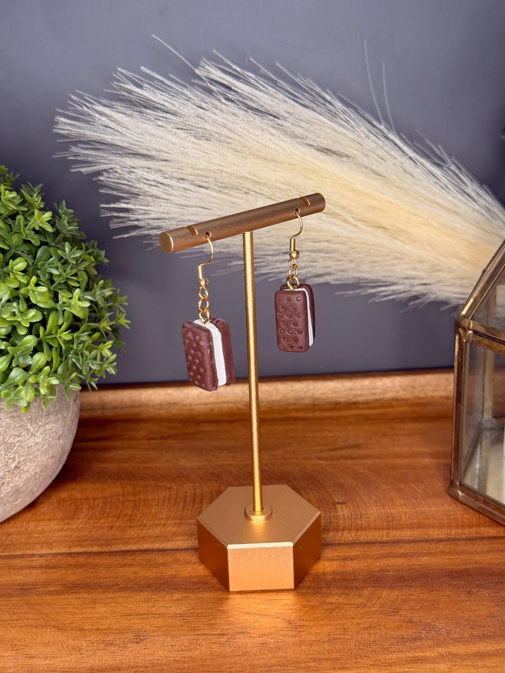 Ice Cream Sandwich Dangles — Gold