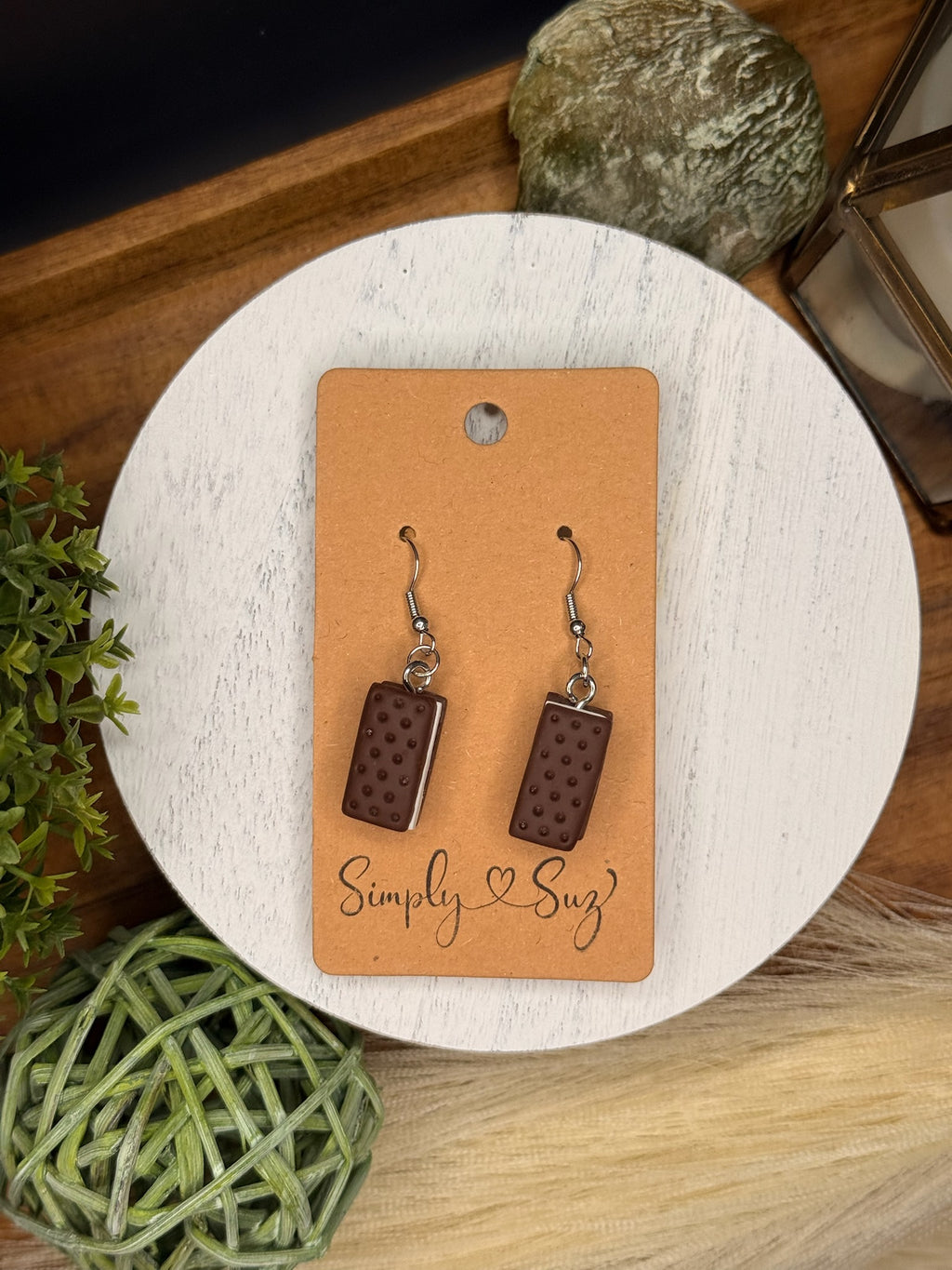 Ice Cream Sandwich Dangles — Silver