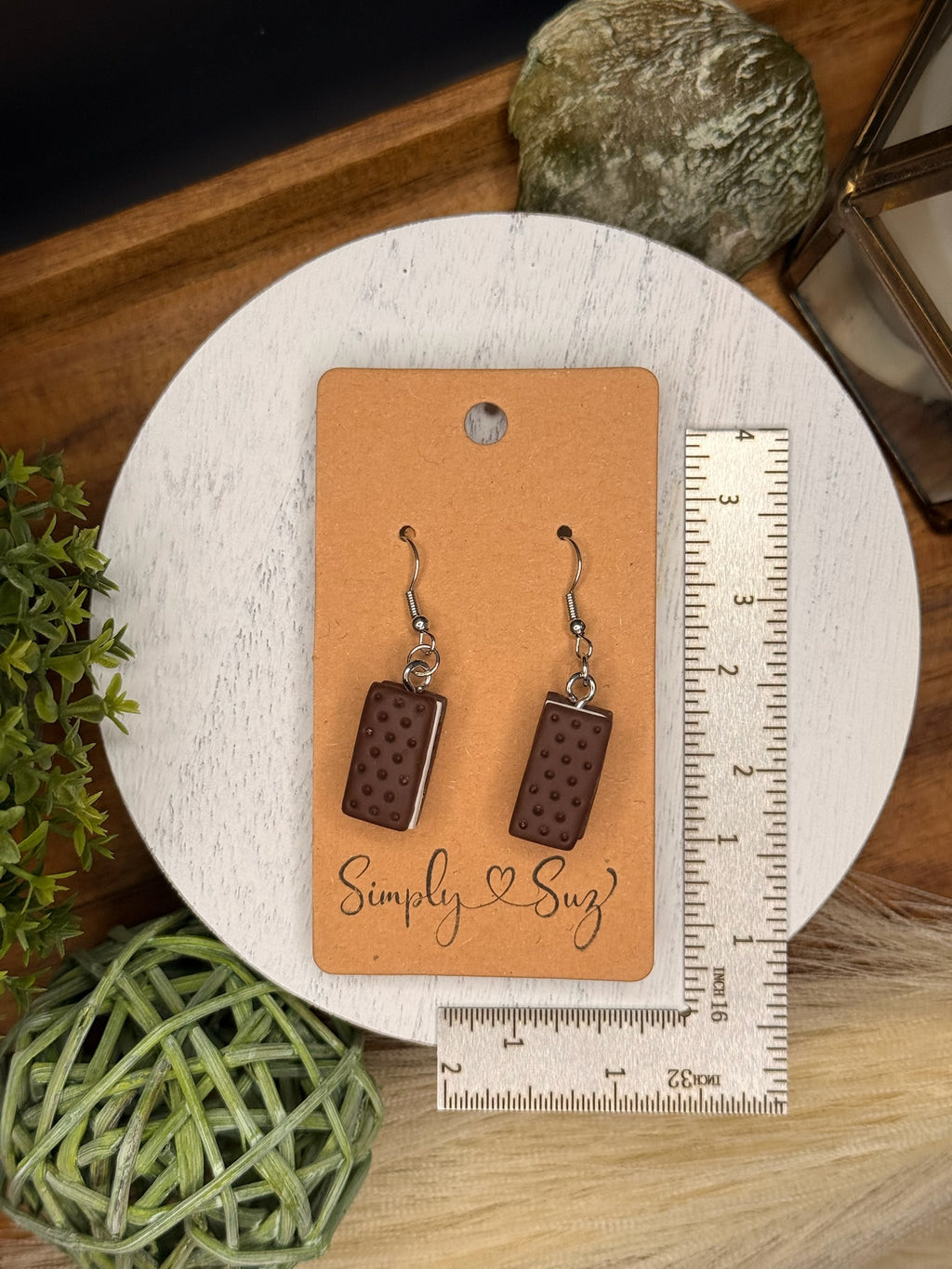 Ice Cream Sandwich Dangles — Silver