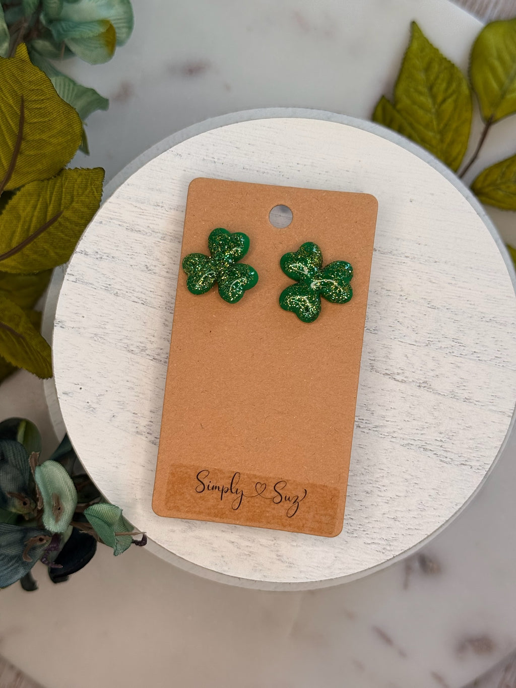 Glitter Shamrock Studs
