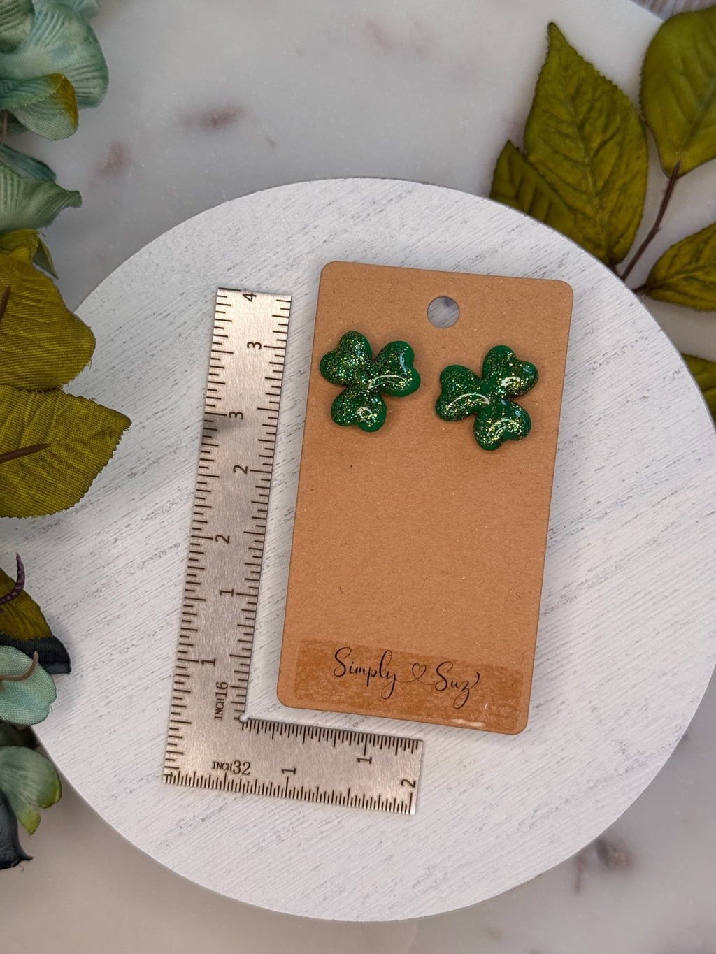 Glitter Shamrock Studs