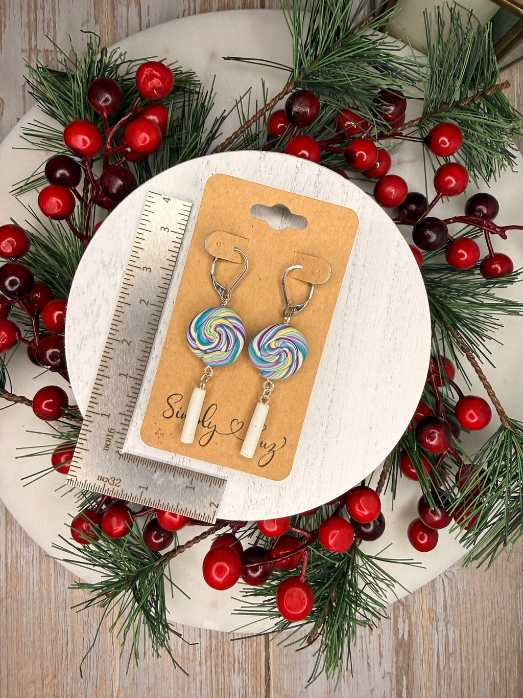 Sugar Swirl Lollipop Dangles — Silver