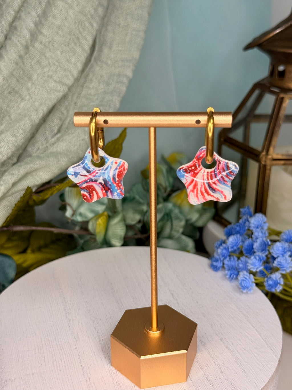 Fireworks Star Hoops — Gold