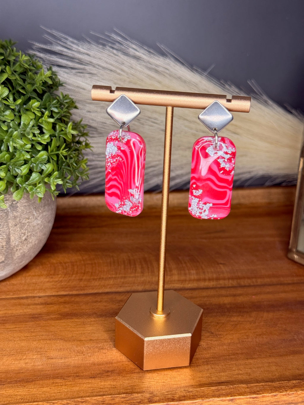 Crimson Frost Bars — Diamond Studs