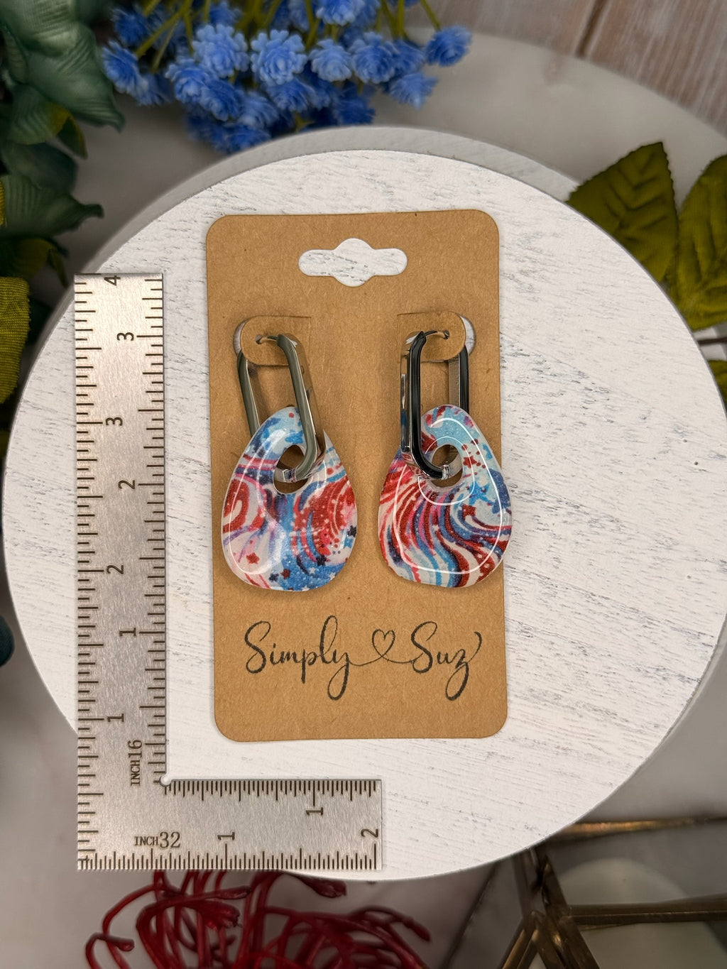 Fireworks Teardrop Hoops — Silver