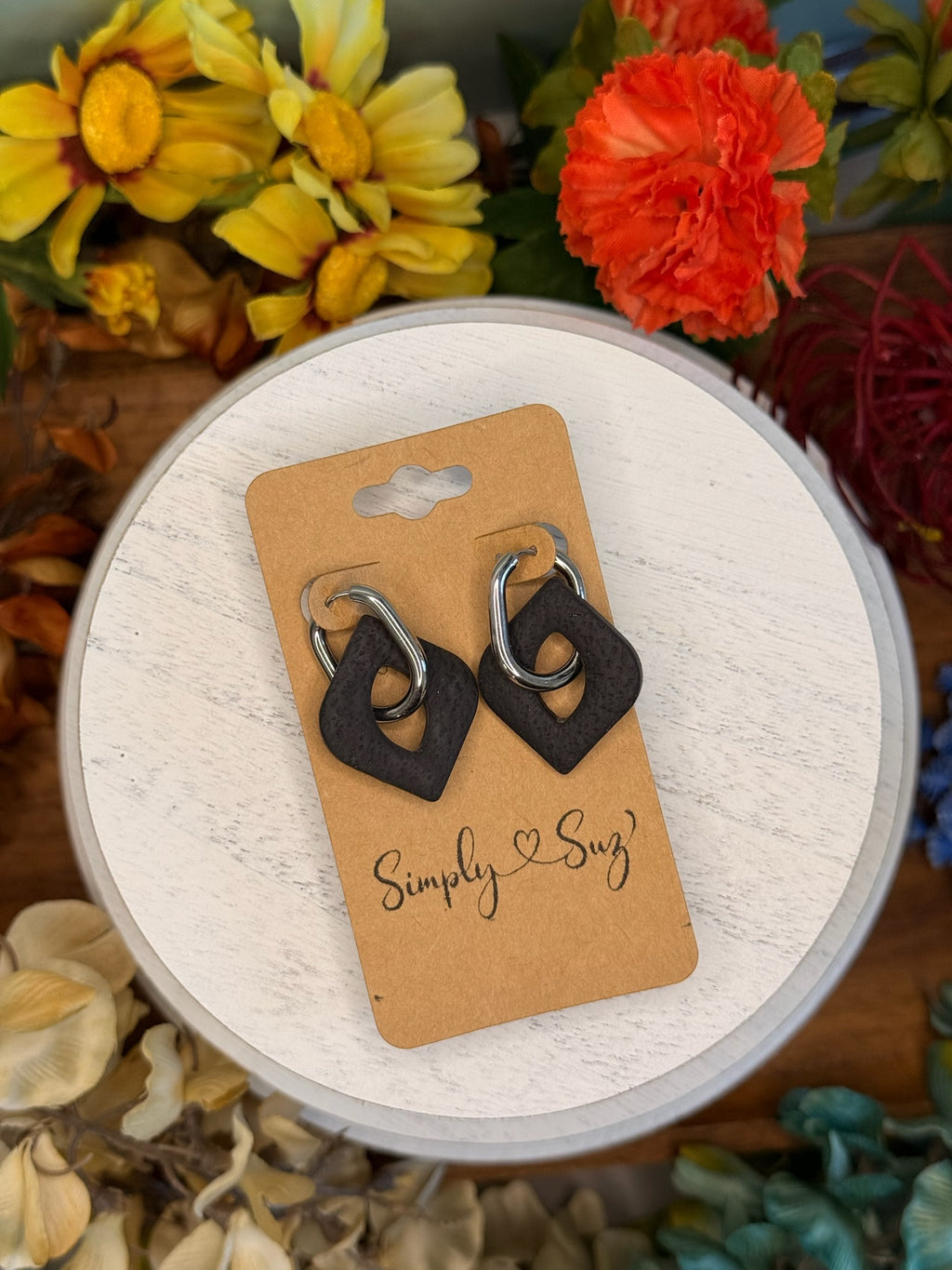 Midnight Diamond Hoops