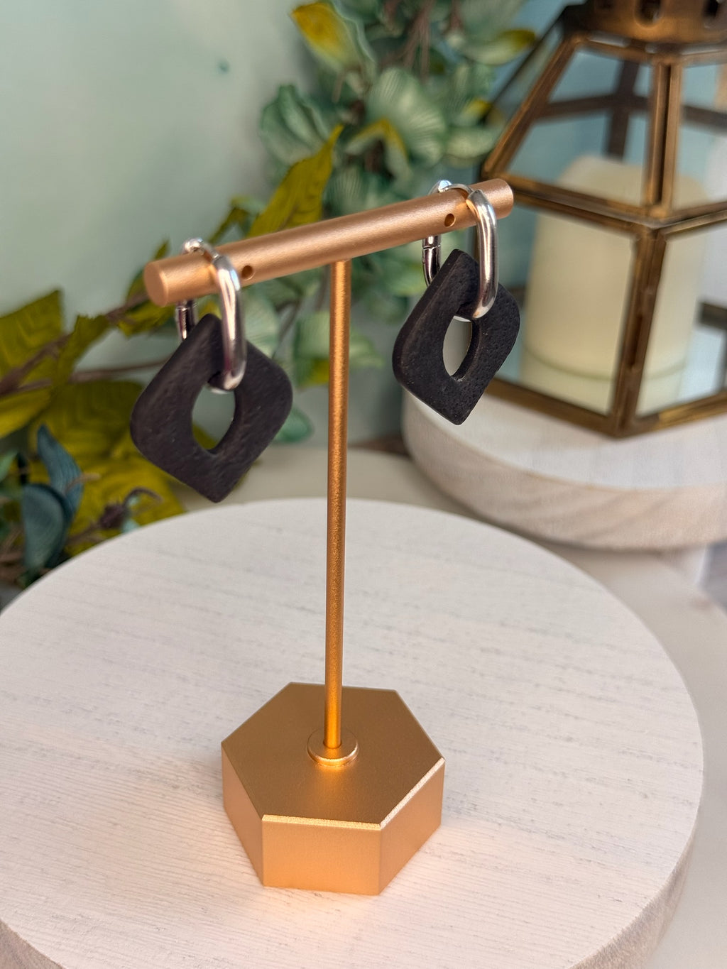 Midnight Diamond Hoops