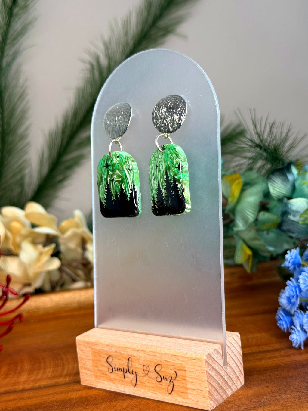 Starlit Pines Dangles — Silver