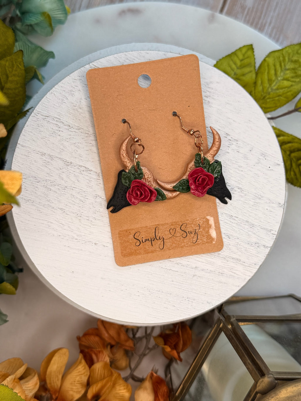 Longhorn Rose Crown Dangles