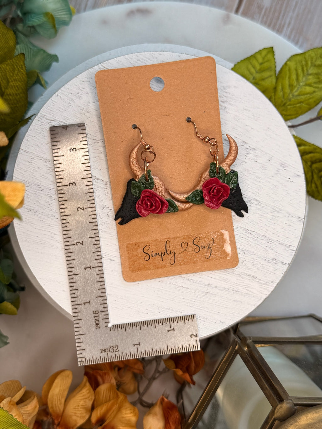 Longhorn Rose Crown Dangles