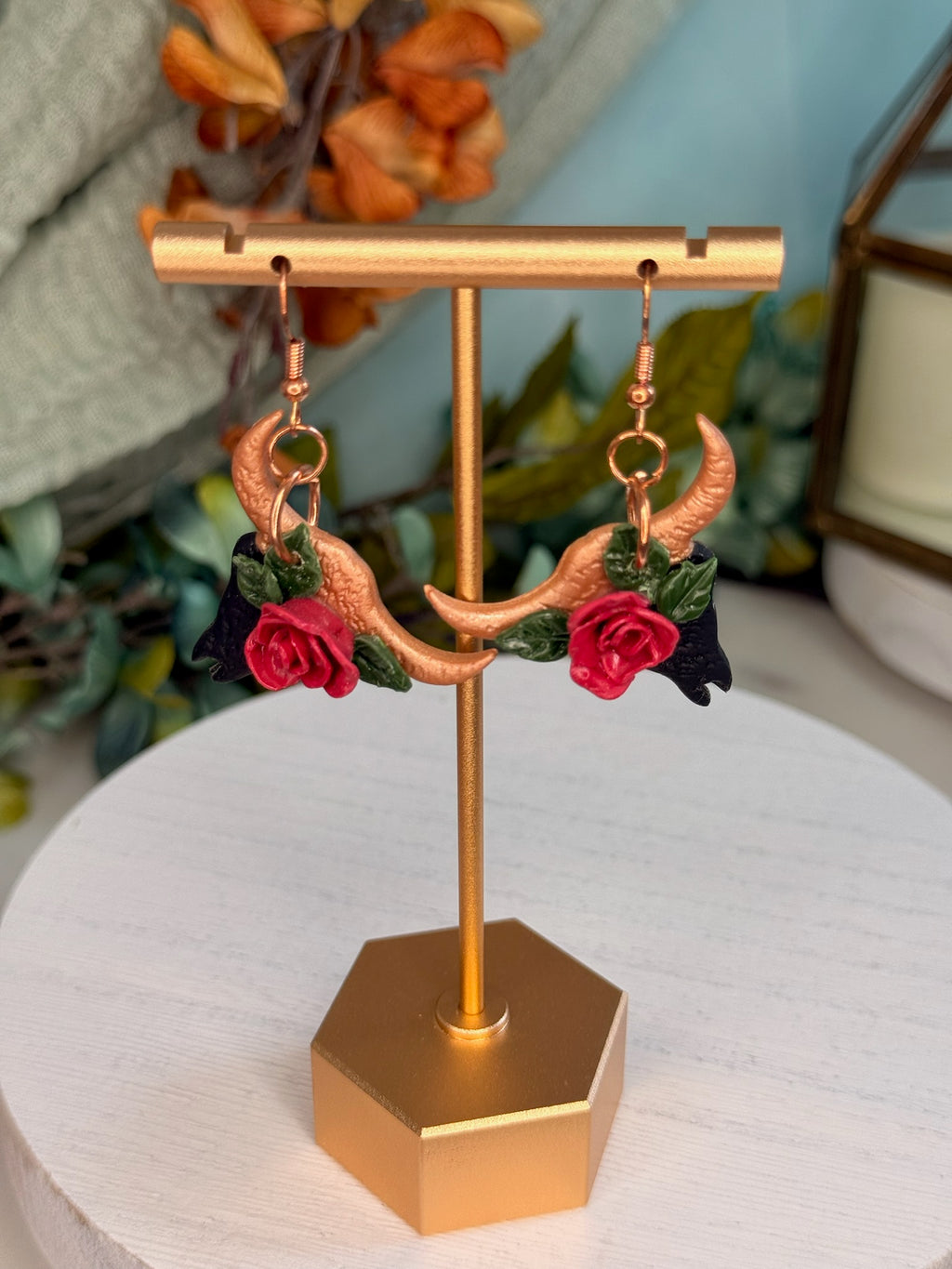 Longhorn Rose Crown Dangles