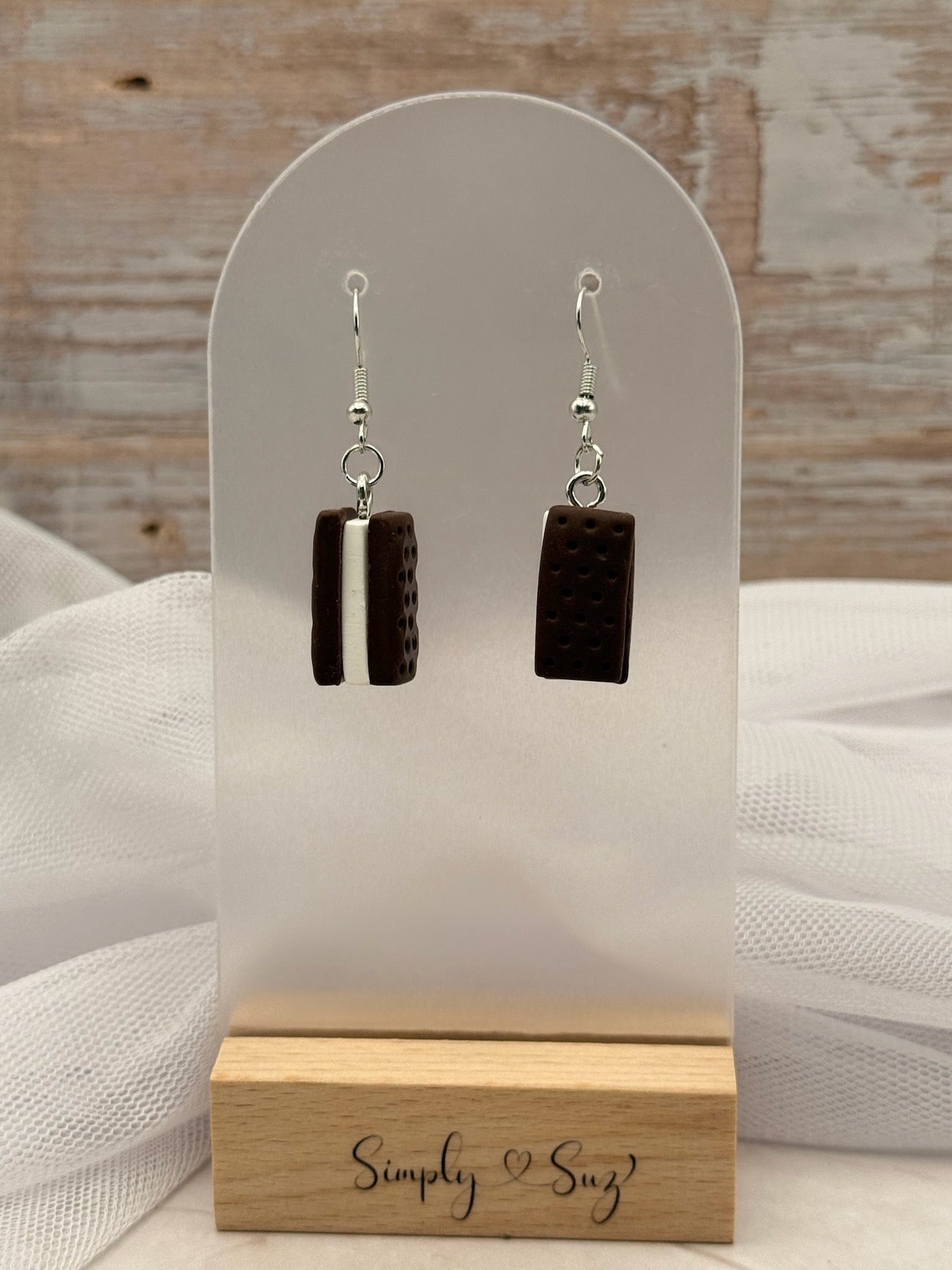 Ice Cream Sandwich Dangle Earrings