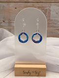 Blue Marble Open Circle Dangle Earrings