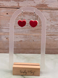 Red Heart Macaron Dangle Earrings