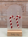 Red & White Candy Cane Dangle Earrings