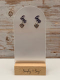 Purple Love Script Studs with Made With Love Heart Charm