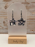Black & Pink Marble Flower Dangle Earrings