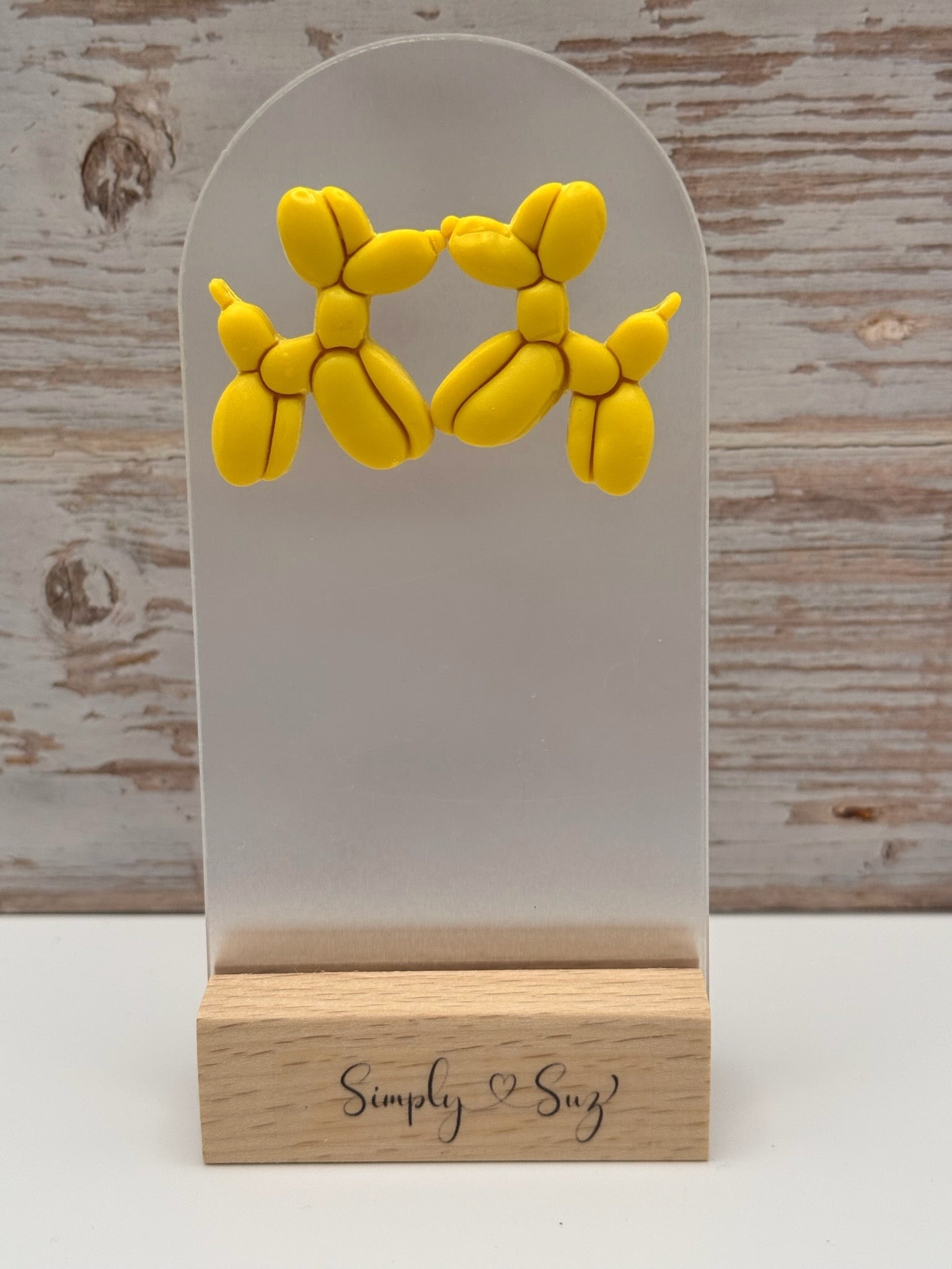 Yellow Balloon Dog Stud Earrings