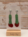 Zombie Finger Dangle Earrings with Spiderweb Studs