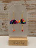 Colorful Abstract Half-Moon Drop Dangle Earrings