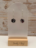 Black & Red Marble Mini Hexagon Dangle Earrings
