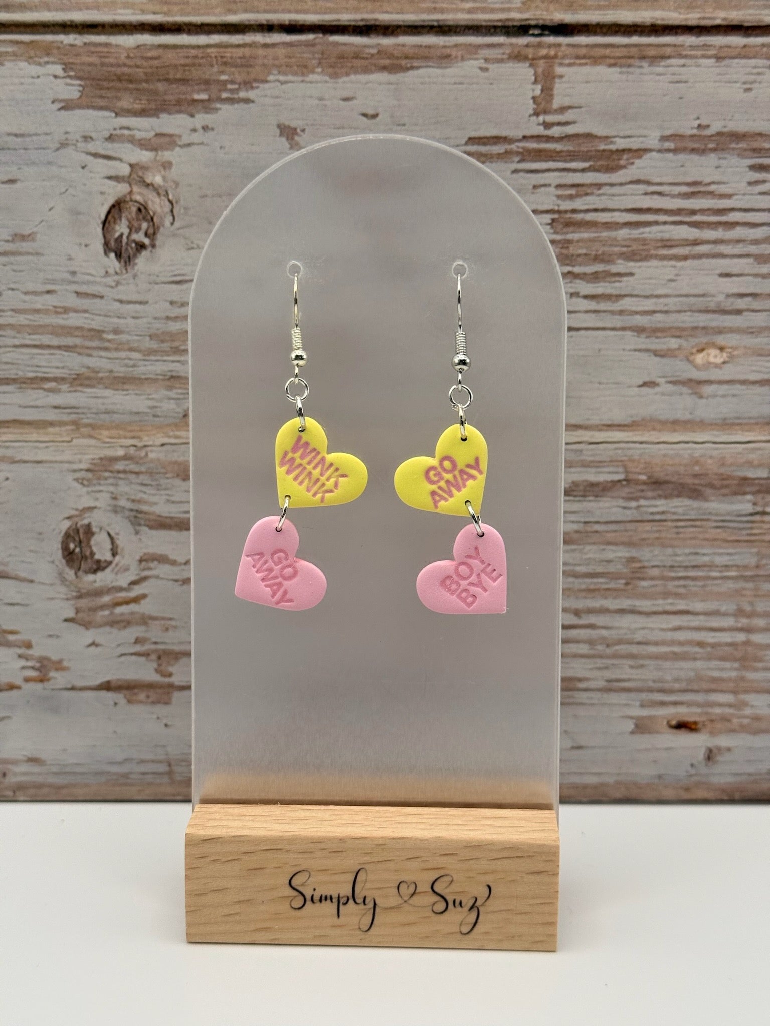Sassy Conversation Heart Double Dangle Earrings