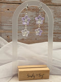 Lavender Double Flower Dangle Earrings