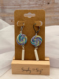 Rainbow Swirl Lollipop Dangle Earrings