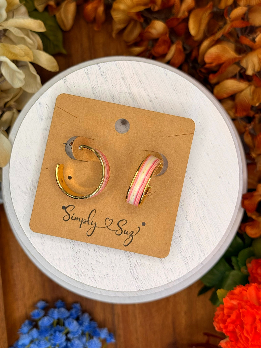 Rose Stripe Hoops