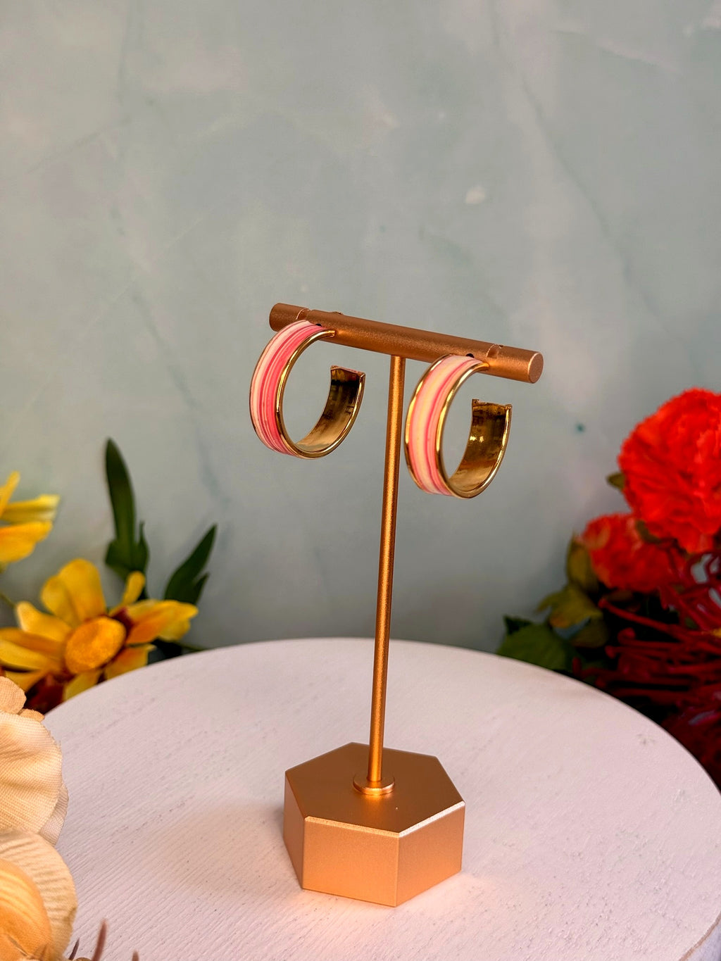 Rose Stripe Hoops