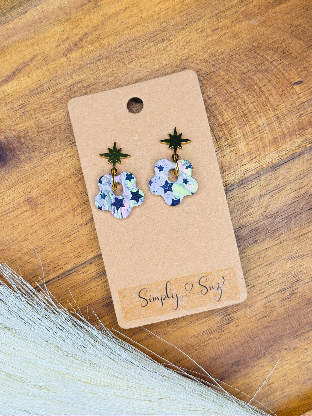 Starfield Flower Dangles — Gold Starburst