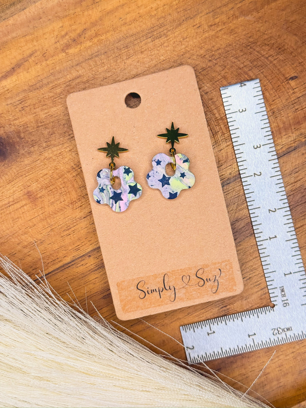 Starfield Flower Dangles — Gold Starburst