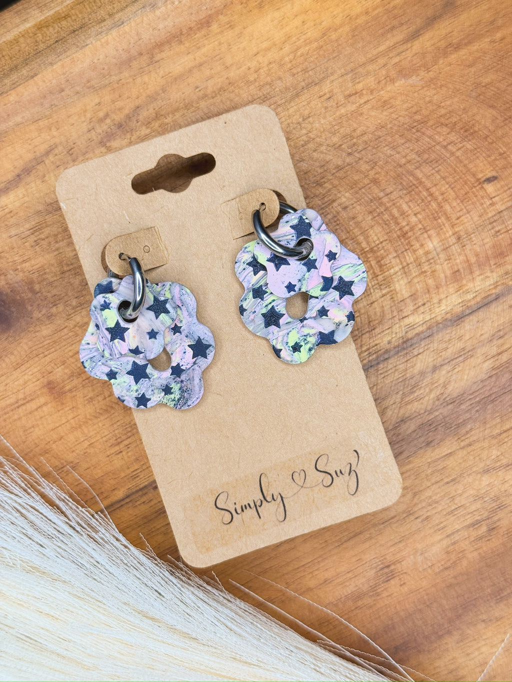 Starfield Flower Hoops — Silver