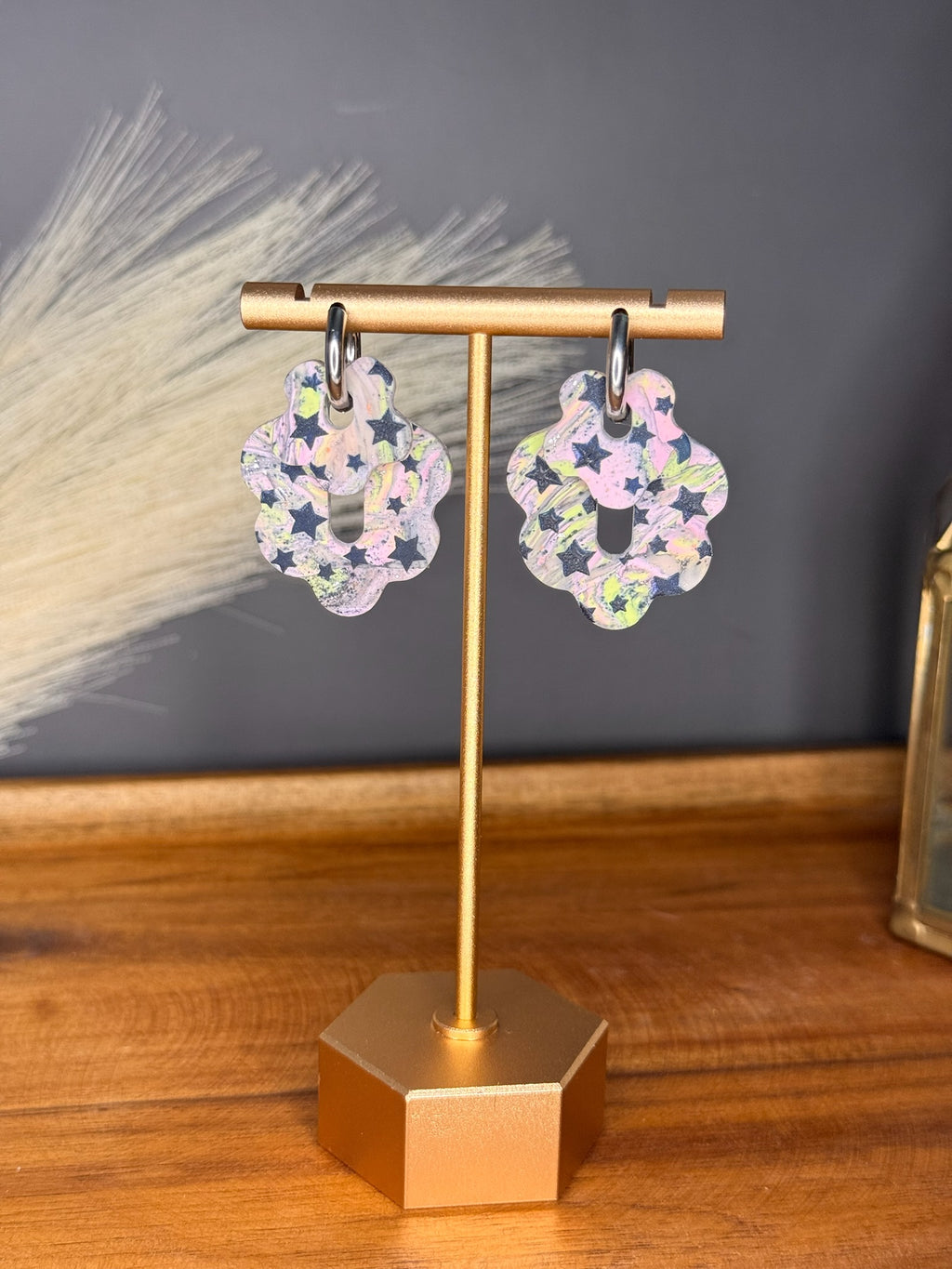Starfield Flower Hoops — Silver