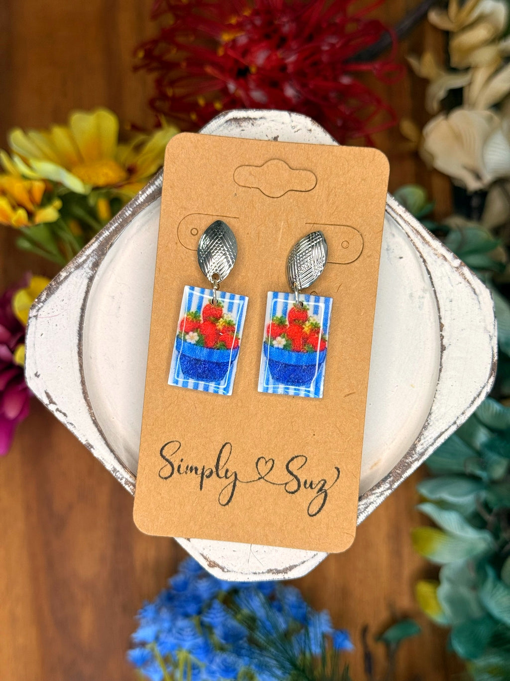 Strawberry Patch Dangles — Country Blue