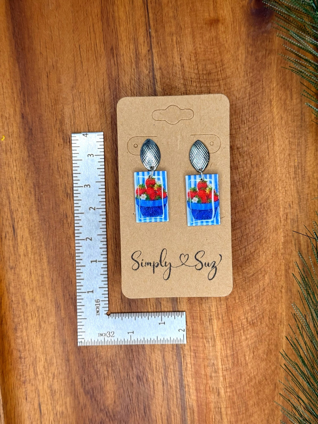 Strawberry Patch Dangles — Country Blue