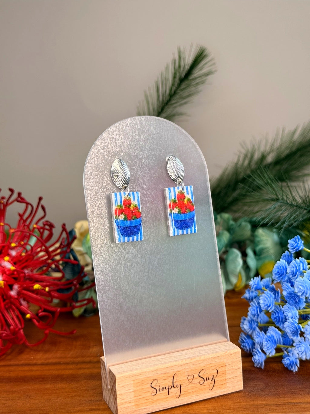 Strawberry Patch Dangles — Country Blue