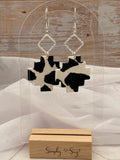 Cow Print Aztec Cross Dangle Earrings