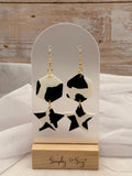 Cow Print Hexagon & Star Double Dangle Earrings