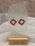Colorful Abstract Open Diamond Dangle Earrings