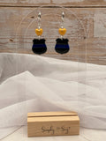 Thin Blue Line Badge Dangles with Gold Heart Tops