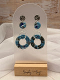 Blue Marble Triple Tiered Dangle Earrings