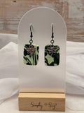 Green Marble Rectangle Dangles with Dragonfly Charm