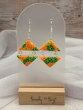 Citrus Fruit Double Triangle Dangle Earrings