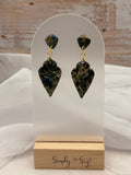 Dark Kintsugi Arrowhead Dangle Earrings