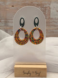 Rainbow Nested Open Teardrop Dangles with Gunmetal Studs