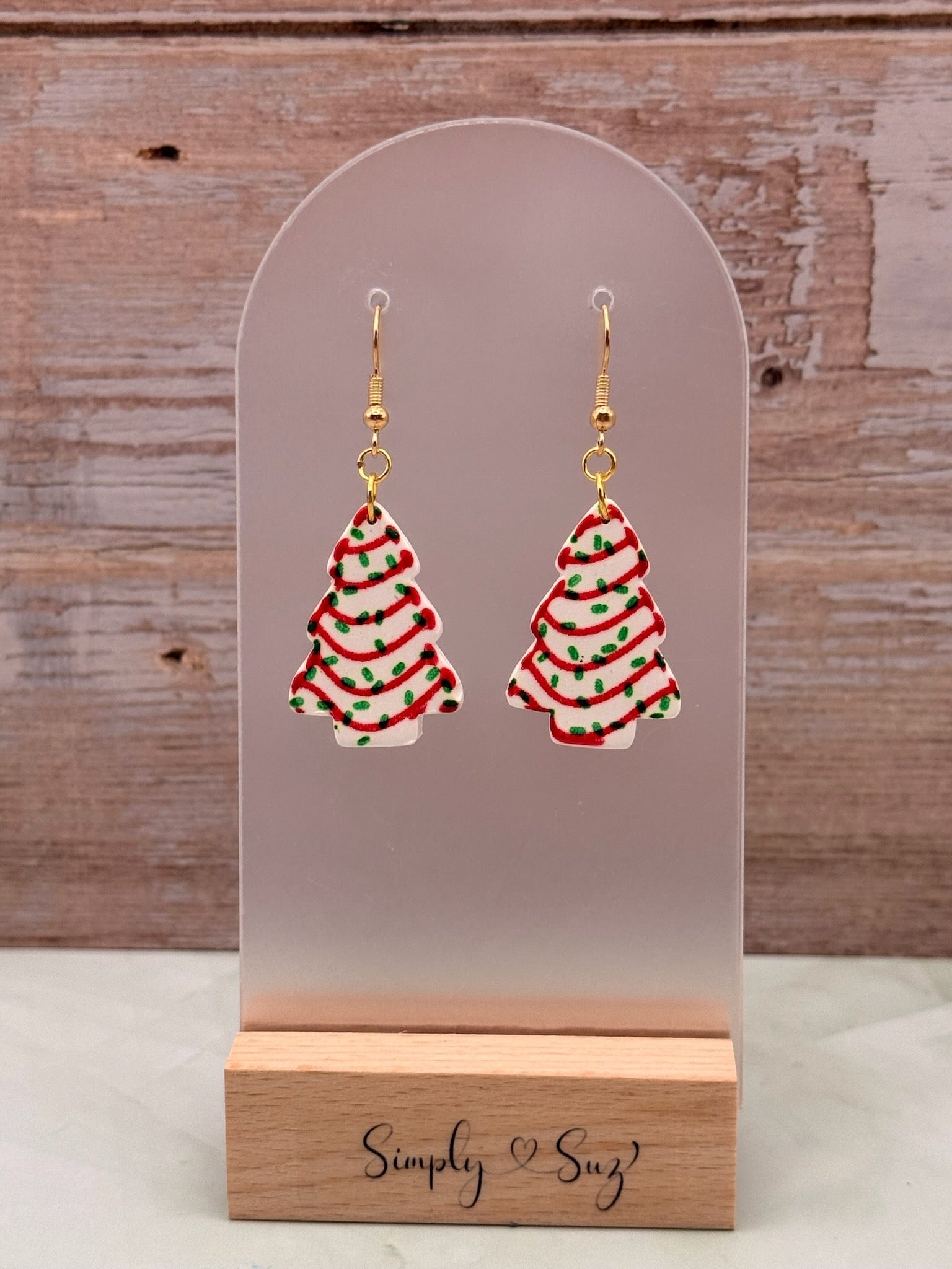 Christmas Tree Cookie Dangle Earrings
